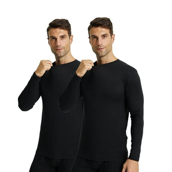 2 Pack Thermal Tops for Men Thermal Shirts for Men Thermal Underwear Tops Long Sleeve Warm Thermal Shirts for Men Ultra Soft Base Layer