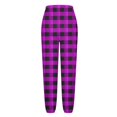 thumbnail image 4 of Lounge Pants for Women with Pockets Drawstring Elastic Waist Casual Cotton Jogger Sweatpants Soft Pajama Bottoms (XL, Purple|Plaid), 4 of 7