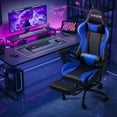 thumbnail image 2 of Homall Gaming Chair Massage Office Chair High Back PU Leather Chair with Footrest, Blue, 2 of 7