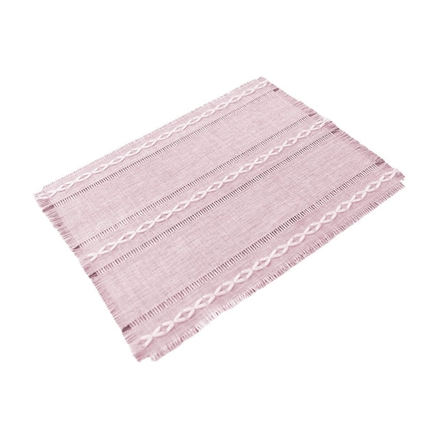 Linen Placemats Set with Tassels Heat-Resistant Table Mats Waterproof Dining Table Decor Insulated Washable Place Mats (33x45cm)