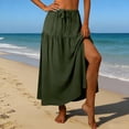 thumbnail image 2 of GUACER Womens Boho Tiered Maxi Skirt with Side Slit High Waisted Drawstring A-Line Skirt Flowy Summer Beach Swing Long Skirts, 2 of 7