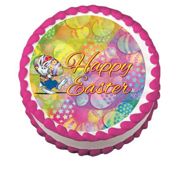 Happy Bunny Easter Edible Frosting Sheet Photo Image Cake Topper