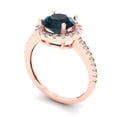 thumbnail image 2 of 1.8 ct Round Cut Natural London Blue Topaz Solitaire with Simulated Diamond Accents 18K Rose Gold Womens Engagement Ring, 2 of 5