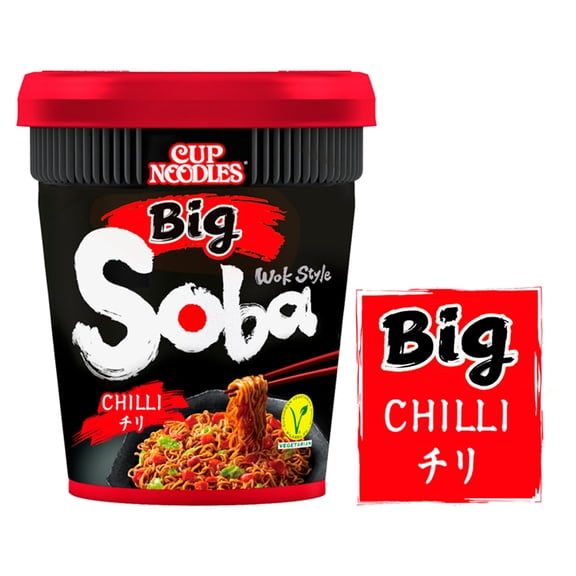 Cup Noodles Big Wok Style Soba - Chilli 115g, Imported from Britain