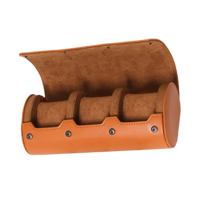 segolike Watch Storage Case Anti-fall Sturdy Watch Box for Desktop Bedroom Protection 3 slots Light Brown