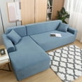 thumbnail image 2 of Eurhowing Sectional Couch Covers L-Shaped Sofa Covers, Velvet Super Stretch 2Pcs Sofa Slipcovers for 3 + 3 Seaters, Softness Corner Couch Cover, Gray Blue, 2 of 11