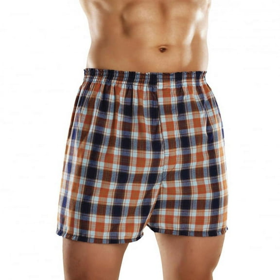 Fruit Of The Loom Mens Woven Plaid Boxers Medium 5 Pack