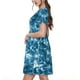 thumbnail image 2 of Balery Blue Tie Dye Vestidos sueltos de manga corta para mujer, vestidos de verano 2025, vestidos casuales de corte A con vuelo., 2 of 6