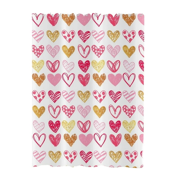 Gallickan Shower Curtain, Valentine's Day Themed Bathroom Curtain, Waterproof Fabric Curtain with Hooks, 71 x 35 Inch Decorative Toilet Partition for Bathroom Decor, E