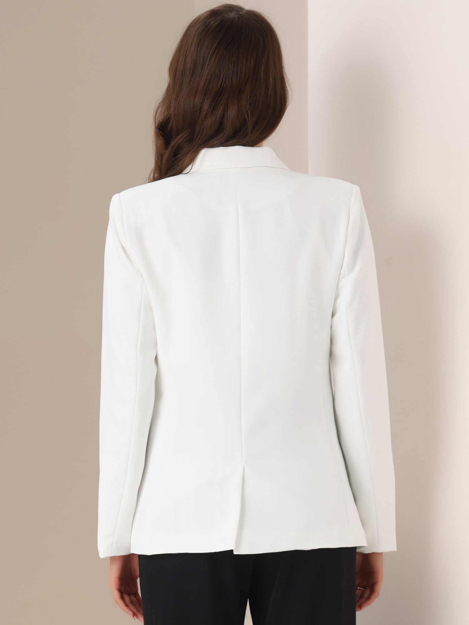 DARING DIVA Women's Plaid Notched Lapel Blazer Jacket XL White-Solid