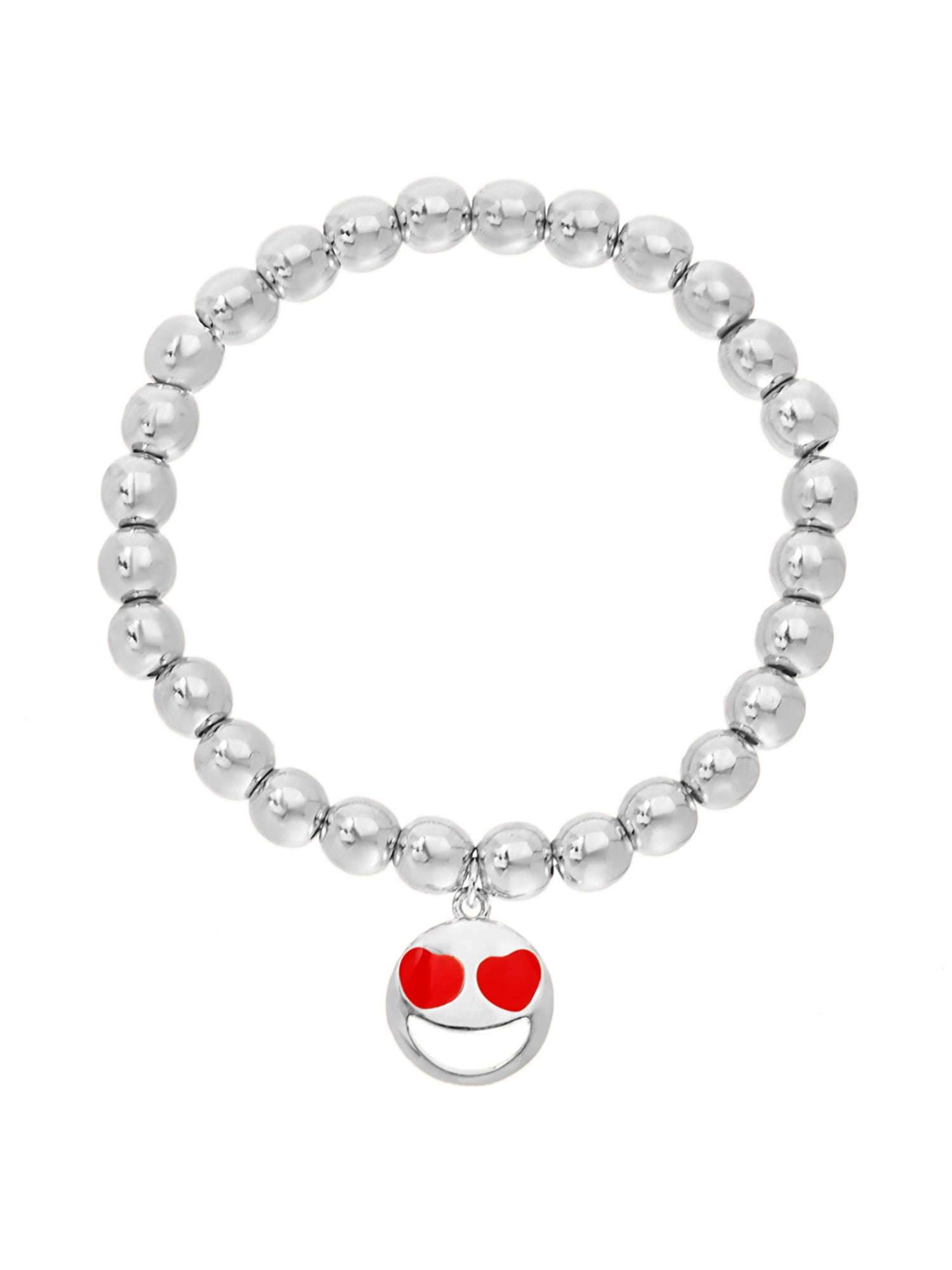 Bliss - Heart Eyes Smiley Face Beaded Stretch Bracelet - Walmart.com ...
