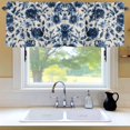 thumbnail image 6 of Dark Blue Floral Window Valance for Kitchen, Vintage Flower Leaf Blossom Nostalgia Texture Rod Pocket Short Curtain for Small Windows, Light Filtering Decorative Valance, 60 x 14 Inch, 1 Panel, 6 of 9