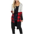 thumbnail image 2 of Munlar Plaid Cardigan Long Sleeve White Lab Coat Christmas Winter Coat for Women, 2 of 7