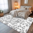 thumbnail image 5 of 5x7 Area Rugs, Grey Flower Non-Skid Rubber Backing Large Rectangle Rugs - Living Room Bedroom Home Office, Vintage Farmhouse Boho Leaf Spring Plant Indoor Floor Mat Carpets Washable Rug, 5 of 9