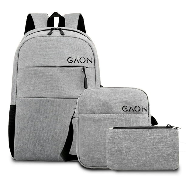 Mochila Multifuncional Con Puerto De Carga Usb Backapack 3 piezas Gris Gaon GN-B3