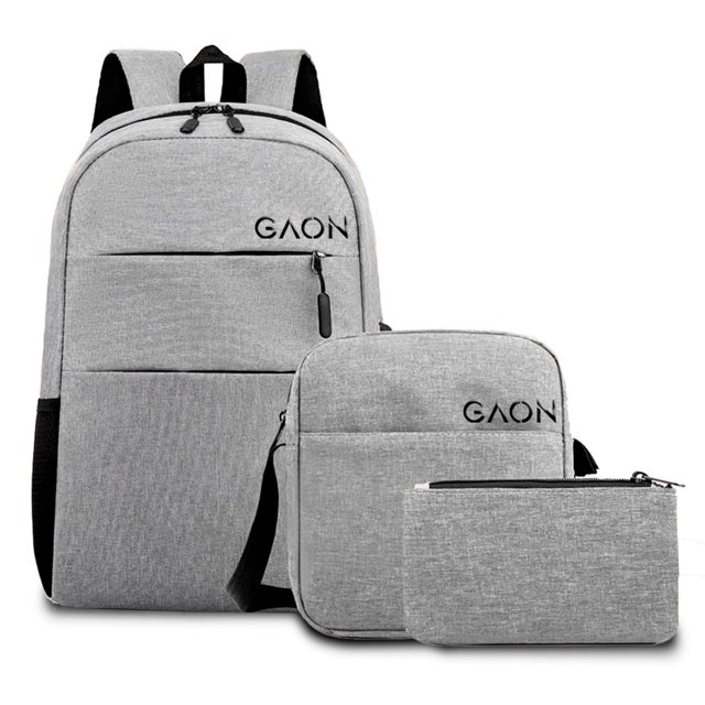 Mochila Multifuncional Con Puerto De Carga Usb Backapack 3 piezas Gris Gaon GN-B3