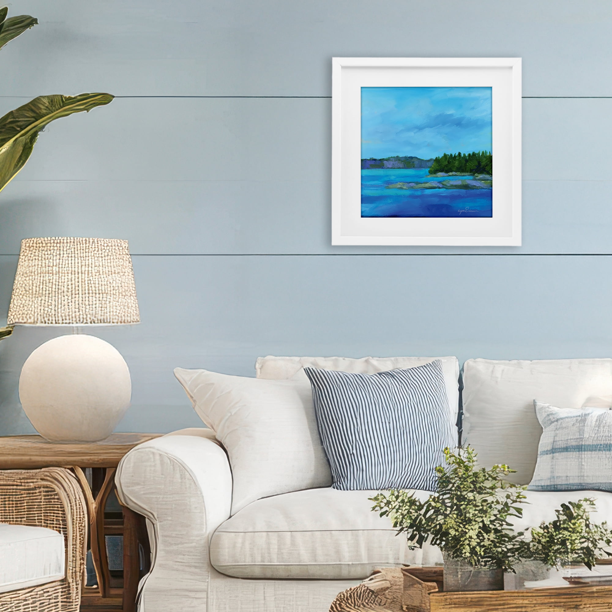 Stupell Industries Tranquil Blue Cove White Framed Print Under Glass, design by Lynn Ericson Fine Art
