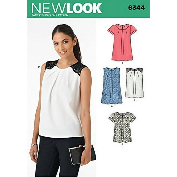 Simplicity Vintage New Look Patterns UN6344A Misses' Tops, A (8-10-12-14-16-18-20)