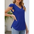 thumbnail image 2 of PRETTYGARDEN Women's Summer Basic Tops Trendy Casual Ruffle Short Sleeve V Neck Plain T Shirts Blouses, 2 of 8