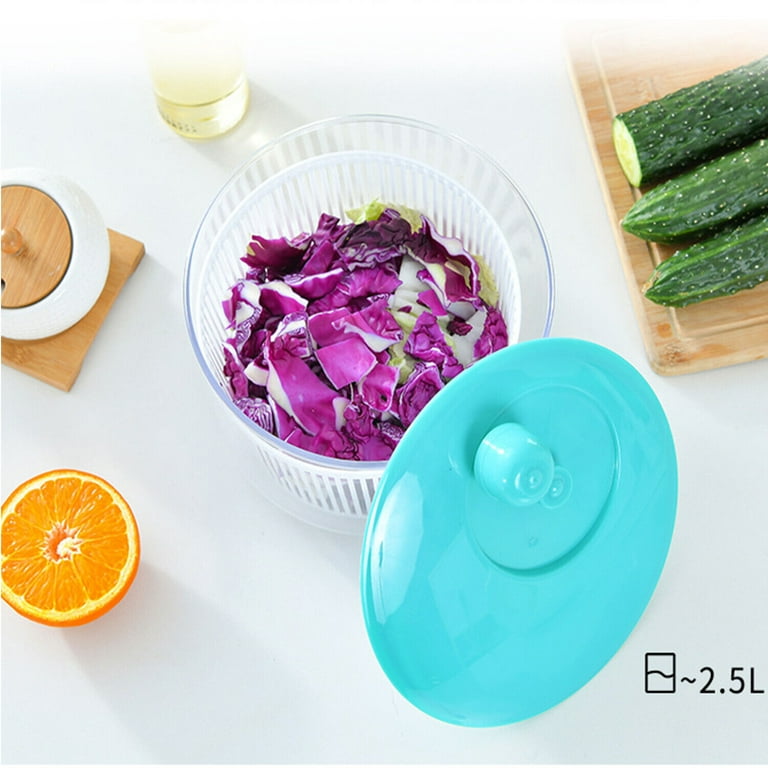 Swtroom Salad Vegetable Dryer, Salad Spinner Vegetable Washer Fruit Veggie  Bowl, Lockable Colander Basket and Lid with Drawcord Switch, with