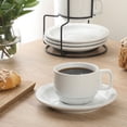 thumbnail image 6 of Gibson Home Gracious Dining 7-Ounce Cappuccino Cups Set of 4, Stackable Coffee Cups with 4 Saucers, Metal Stand, Coffee Mugs for Latte, Café, Mocha, Tea, 6 of 12