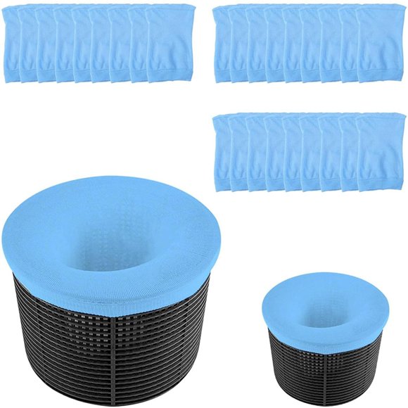 WIFKLSIIPG 50 Packs of Pool Socks Reusable Effective Pool Filter Socks to Filters and The Ideal Sock/Net/ to Your Inground or Above Ground Pool (50PCS)(Blue)