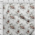 thumbnail image 3 of oneOone Velvet White Fabric Florals Sewing Material Print Fabric By The Yard 58 Inch Wide, 3 of 4
