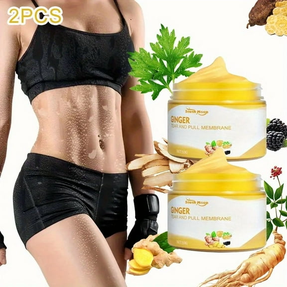 Ginger Firming & Smoothing Body Cream - 50g, Fragrance-Free with Turmeric, Licorice, Ginseng & Mugwort, Moisturizing Formula for All Skin Types, Ideal for Belly, Thighs, Buttocks & Arms, Hot Cream