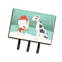 Harlequin Great Dane Snowman Christmas Leash or Key Holder