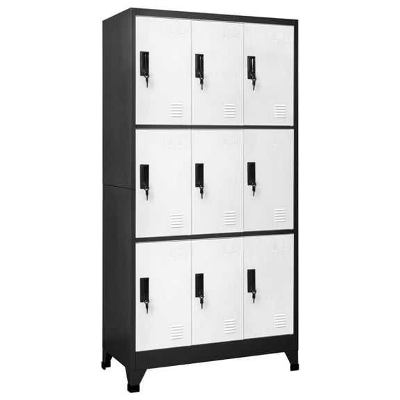 vidaXL Locker Cabinet Anthracite and White 35.4"x17.7"x70.9" Steel