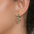 thumbnail image 3 of Gem Stone King 925 Sterling Silver Green Nano Emerald and White Lab Grown Diamond Hoop Earrings for Women (3.30 Cttw, Round 4MM and 1.9MM, Gemstone Birthstone 1 inch Diameter), 3 of 3