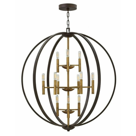 Mid Century Modern Farmhouse Twelve Light Chandelier-Spanish Bronze Finish Bailey Street Home 81-Bel-3002311