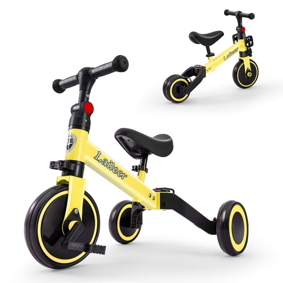 WINFIRE 3-in-1 Kids Learn-to-Ride Trike 2-5 Years Old, Foldable Wheels Detachable Pedals, Combination of Tricycle And Balance Bike