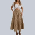 thumbnail image 2 of RUTAYY Women Long Denim Maxi Skirt High Waist Flowy Ruffle Pleated Tiered A-Line Skirt For Streetwear Holiday Casual Skirts Solid Color Flowy Swing Skirts, 2 of 5