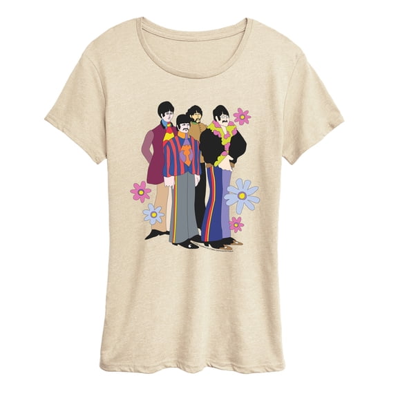 The Beatles - Retro Flowers - Women's Short Sleeve Graphic T-Shirt