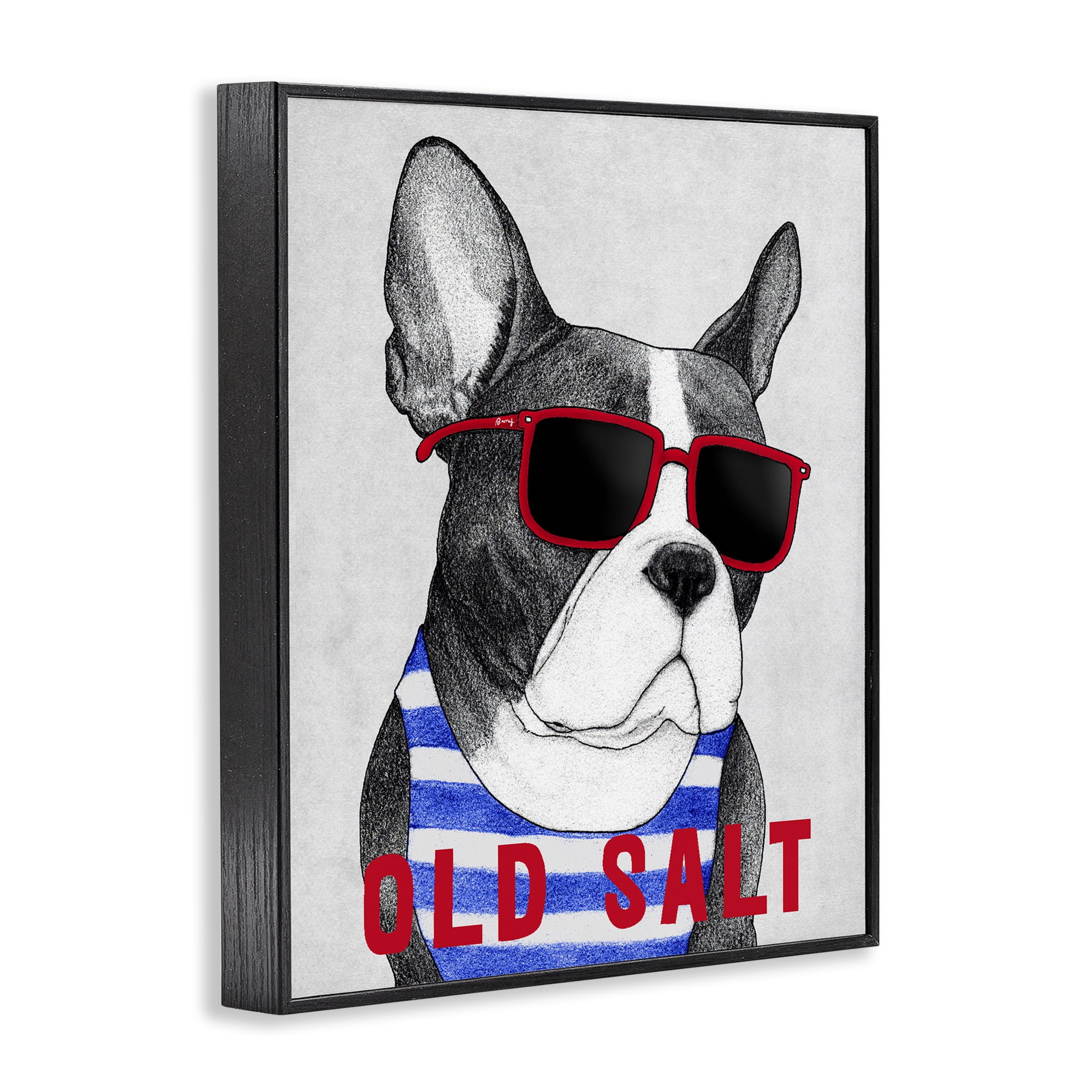Stupell Industries Old Salt Summer Frenchie Black Framed Giclee Art, design by Barruff