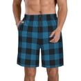 thumbnail image 1 of Fotbe Blue Black Plaid Trajes de Baño Estampados para Hombre, Shorts de Verano de Secado Rápido, Ropa de Playa, Bañadores-XX-Large, 1 of 6