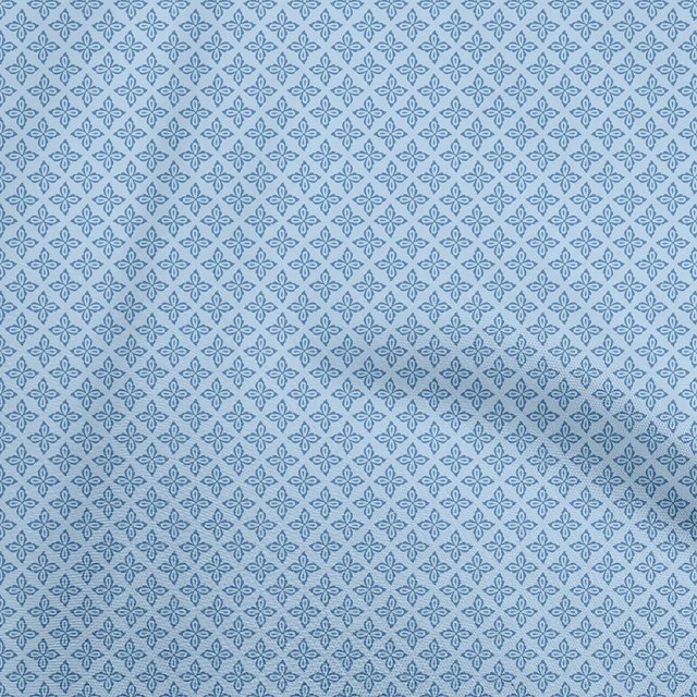 oneOone Rayon Medium Blue Fabric Asian Block Sewing Craft Projects Fabric Prints By Yard 56 Inch Wide