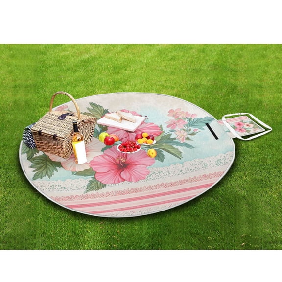 Picnic Blankets Teencool Beach Blanket Creatively Pink Hibiscus Delight Pattern Outdoor Blanket for Travel