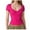 Red, variant on Womens Tops Workout Shirts Front V Neck Double Lined Short Sleeve Slim Fit Crop Trendy Fall Clothes for Women Tees Blouses Brown Size L