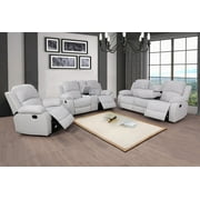 Pon Living Furniture Inc 2 Piece Glam Flannelette Reclining Living Room Set Grey White