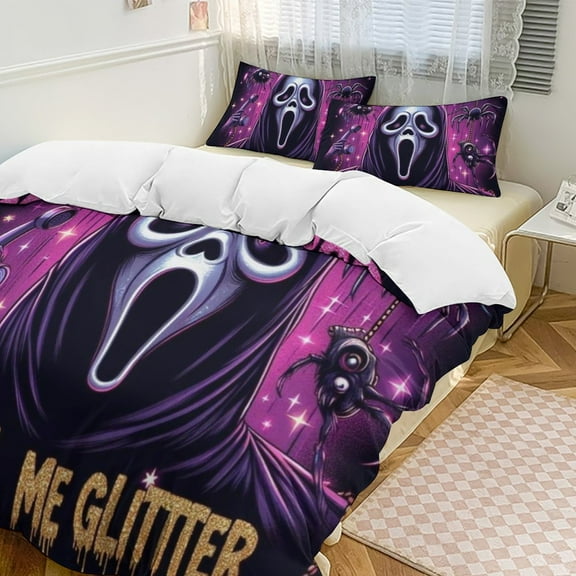 Ghostface 3 Piece Bedding Set Cartoon Comforter Set Cute Duvet Cover Sets Super Soft Aldult Bedding Set Kids Bedroom Gifts,1 Duvet Cover with 2 Pillowcases 86"x70"