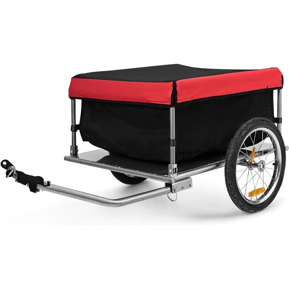 NurtureTail Bike Cargo Trailer, Foldable Bicycle Trailer with 16-Inch Wheels, Removable Oxford Fabric Cover, Quick-Release Folding Frame, Bike Cart for Groceries, Luggage & Tools