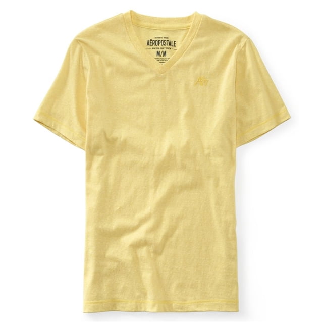 Camiseta con cuello en V Aeropostale A87 Hombre Amarillo Mediana Camiseta adornada