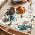 thumbnail image 3 of Teal Tulip Butterfly Placemats Set of 6 Turquoise Floral Farmhouse Beige Place Mats Indoor Wipeable Table Mats Washable Cloth Dining Table Placemats for Kitchen Holiday Party Home Decor 13x19 Inch, 3 of 9