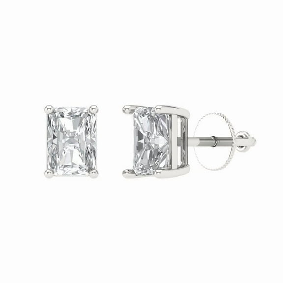1 Ct Emerald Cut Lab-Created Diamond Stud Earrings 925 Sterling Real Silver