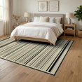 thumbnail image 3 of ODIKA 6'x9' Washable Area Rug Non-Slip, Chair-Friendly, Striped Boho Slim Border Door Cream Banded Ticking Farmhouse Flowing Dynamic for Dining Room, Under Table, Office Décor, 3 of 7
