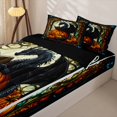 thumbnail image 3 of Erosebridal Stained Glass Halloween Dragon Pumpkin Zipper Twin Comforter Sets with Fitted Sheet and 2 Pillowcases,Magic Spooky Fall Fantasy Zipper Bedding Set For Boys,Black Reversible,4 Pieces, 3 of 7