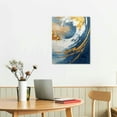 thumbnail image 3 of Nawypu Blue and White Abstract Canvas Wall Art Blue and Gold Posters Blue Gold White Painting Blue and Gold Marble Pictures Blue White Gold Abstract Wall Art Blue Abstract Print Blue White Artwork, 3 of 5