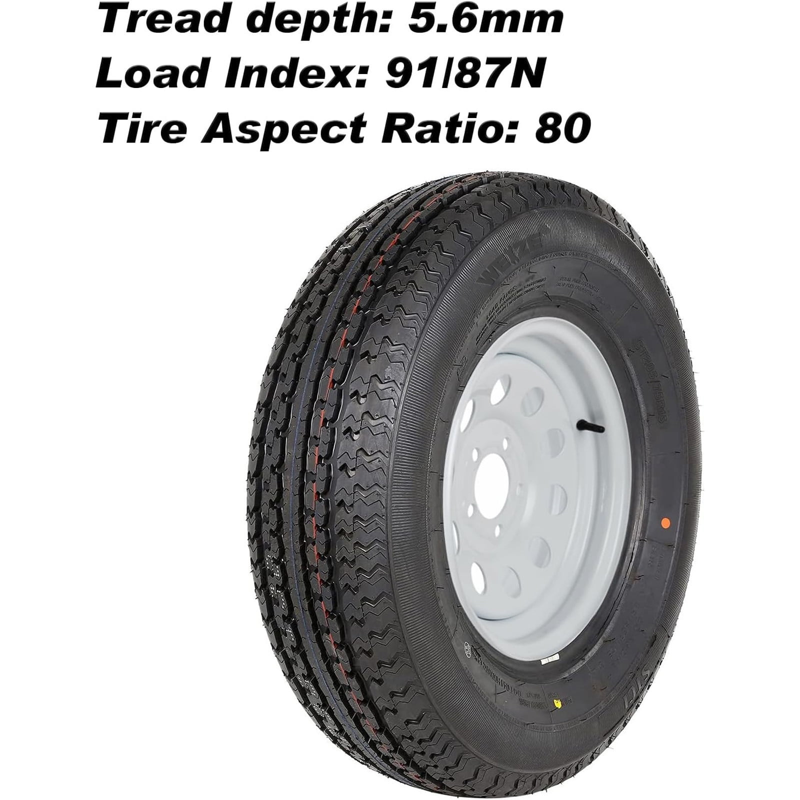 2-Pk Trailer Tires Rims ST175/80D13 175/80 13 B78-13 LRC 5 Lug White
